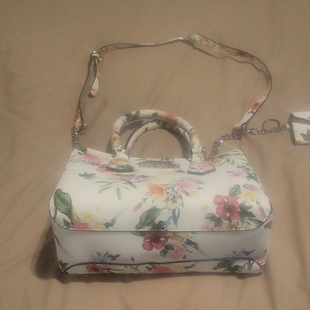 Steve Madden White Floral Satchel